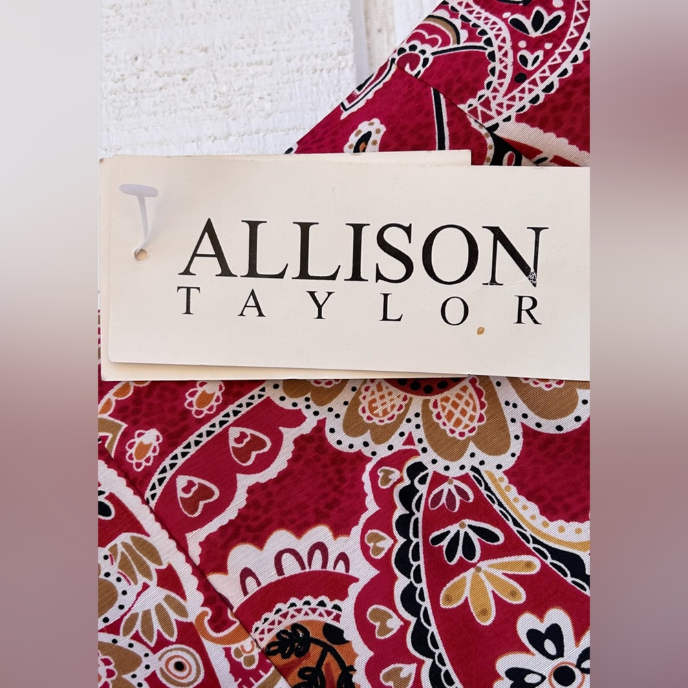 Allison‎ Taylor Silk Shantung Pants Paisley Lined Side Zip Size 12 - Picture 7 of 13